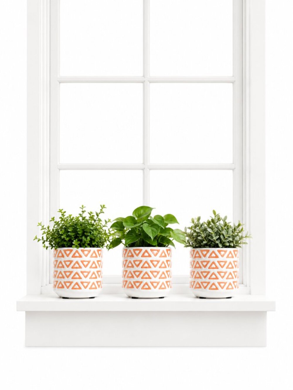 allen + roth NWT Set of 3 White Terracotta Triangle Geometric Ceramic Mini Plant